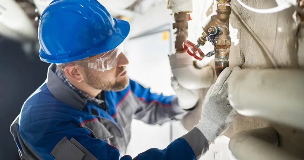 Plumber fixing emergency plumbing issue for local business in Denver